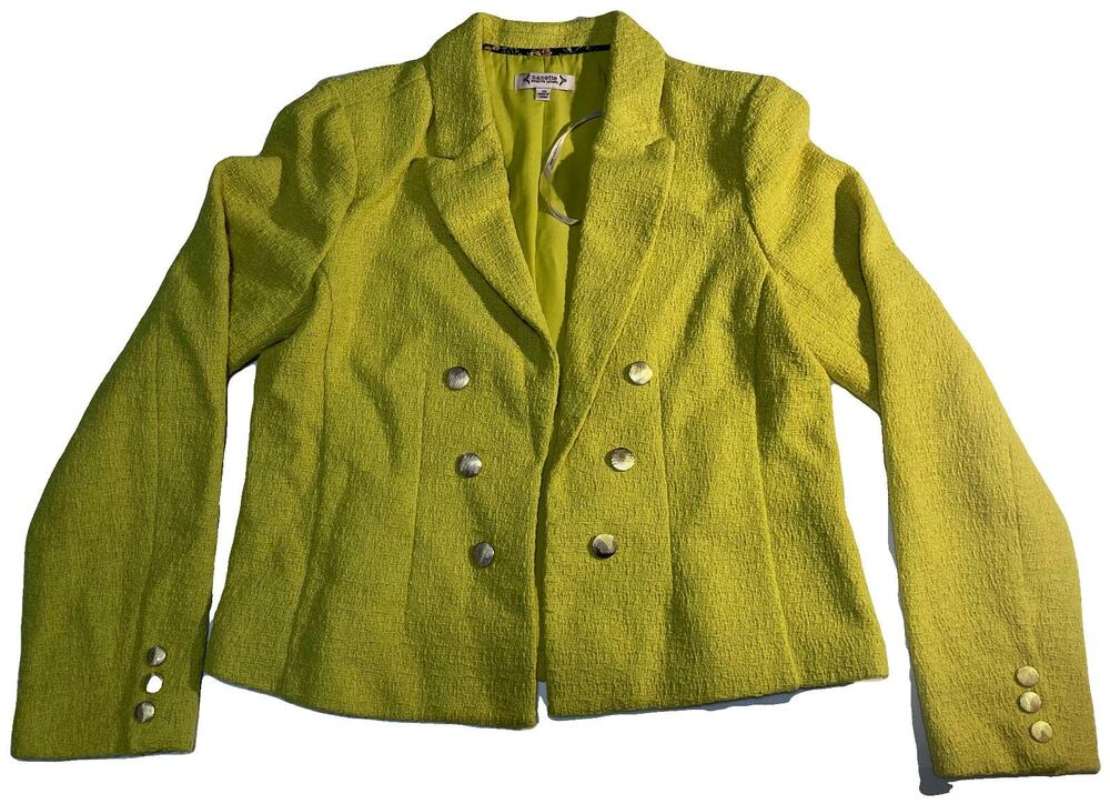 Nanette Nanette Lapore textured yellow lined womens jacket 10